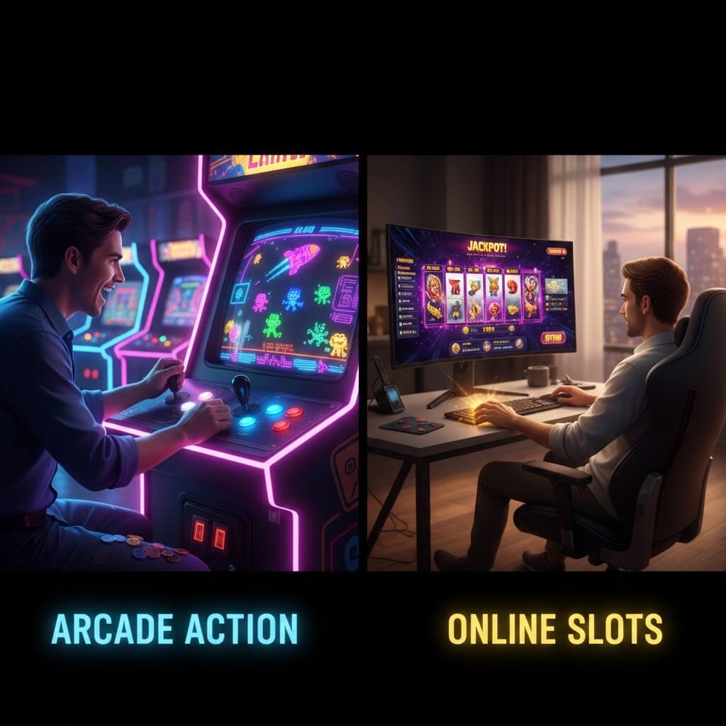 Perbandingan Arcade Games dan Slot Online, pemain menikmati keduanya melalui Dewiku88 Alternatif